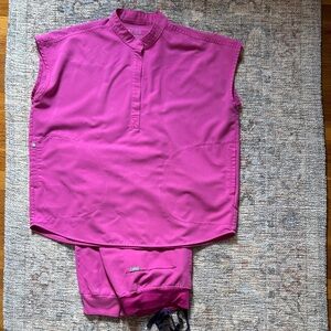 Figs Pink Scrub Top and Pants Both size M. Pants are jogger style.